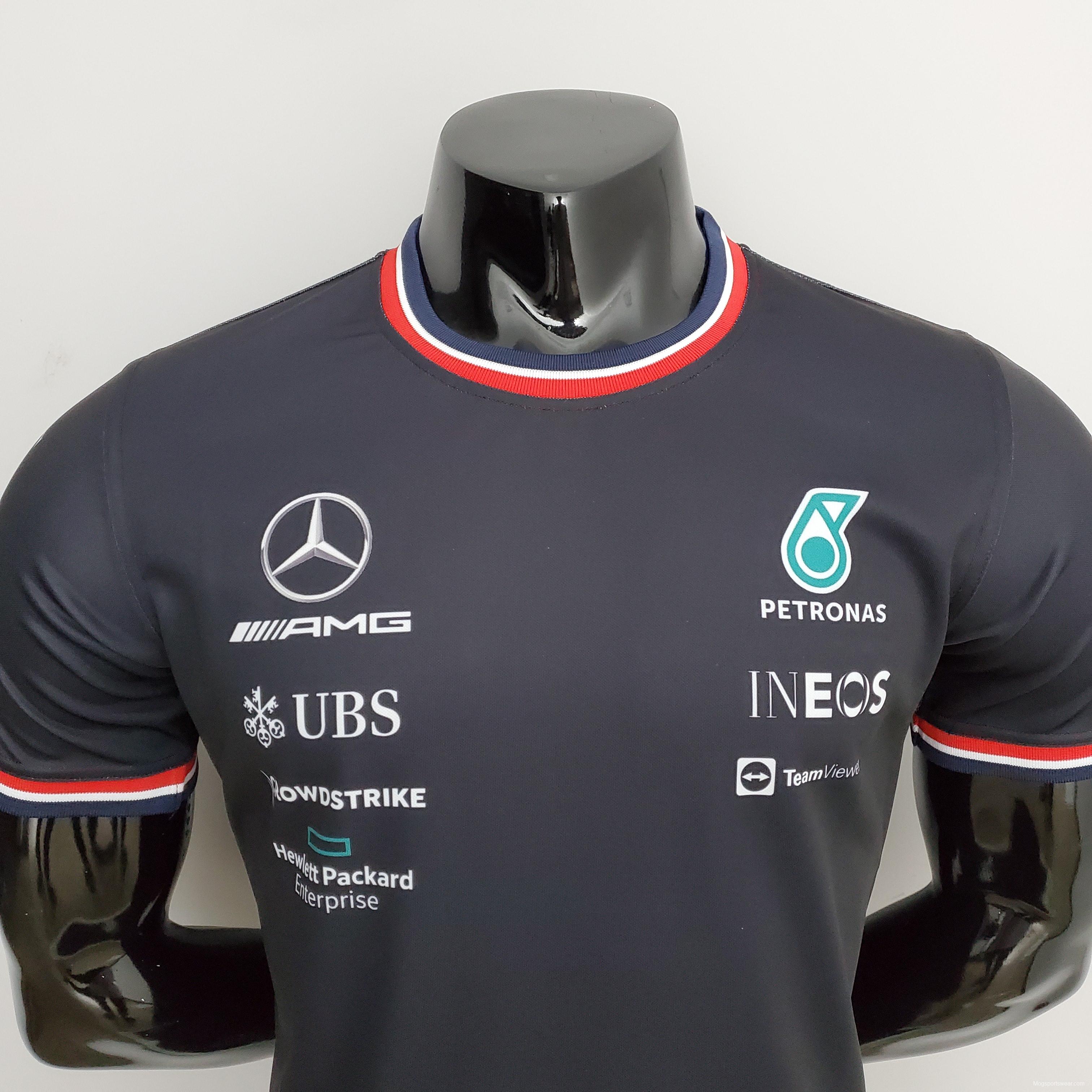 F1 Formula One 2022 Mercedes Black S-5XL