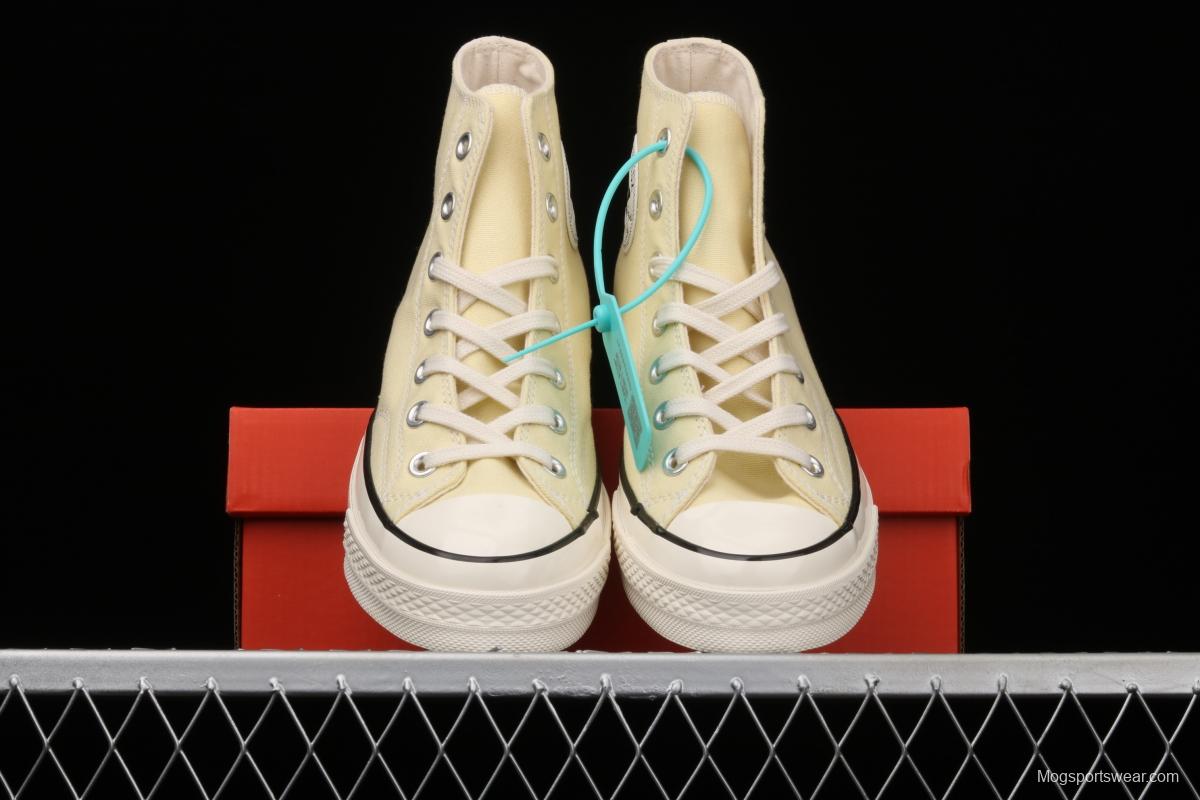 Converse 70s spring new color environmental protection cream yellow high top leisure board shoes 170795C