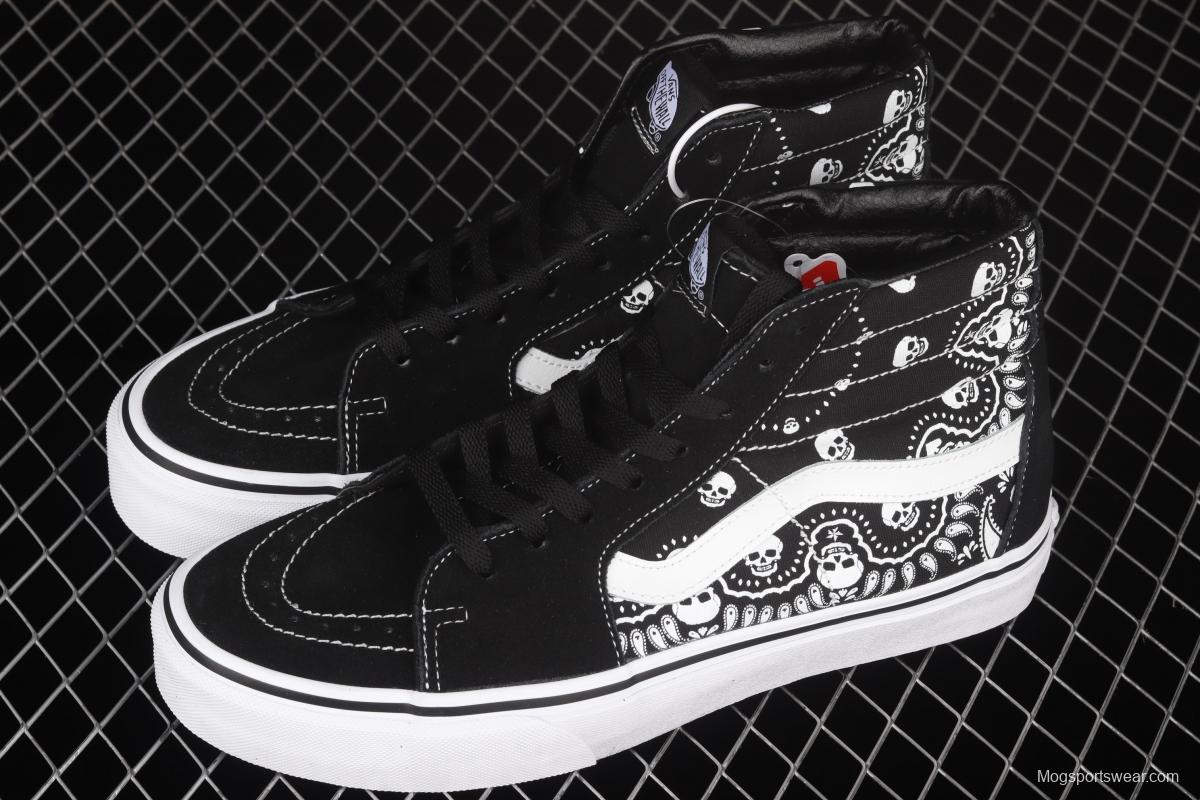 Vans Sk8-Hi skull cashew flower pattern high-top casual board shoes VN0A32QGD9S