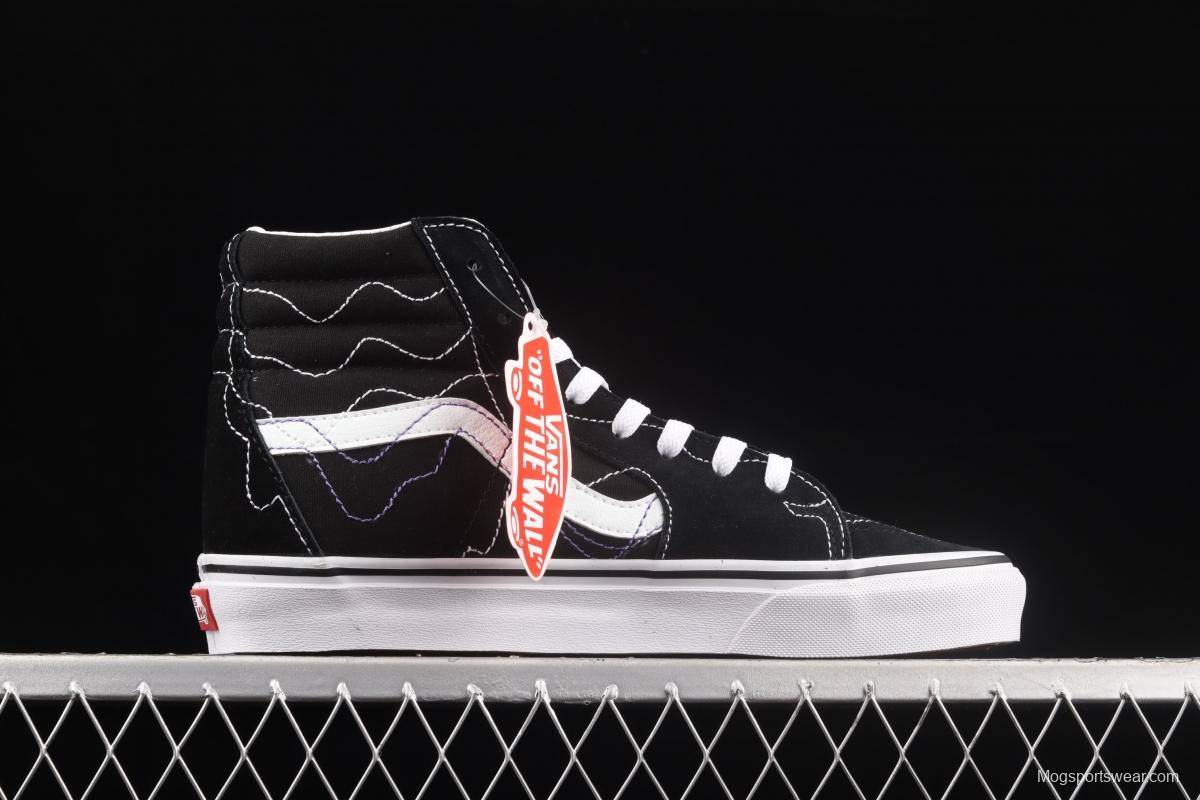 Vans Sk8-Hi joint line design black classic high-top casual board shoes VN0A4RWY2WT