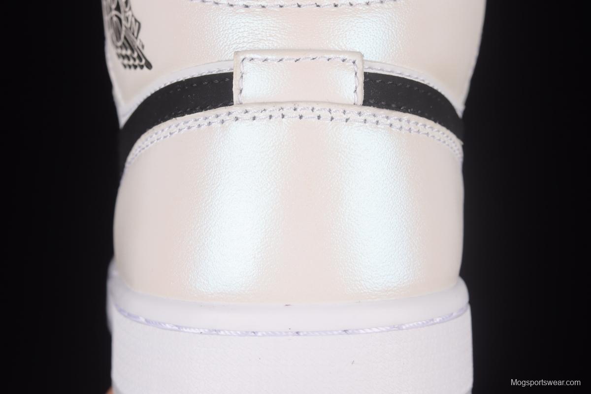 Air Jordan 1 Mid Diamond Shorts Pearl White Black Panda DH6933-100