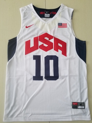 Kobe Bryant 10 White USA Basketball Jersey