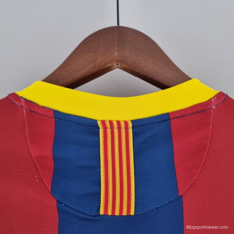 Retro 10/11 Barcelona Long Sleeve Home Soccer Jersey