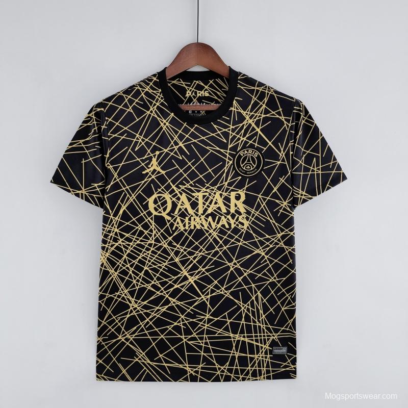 22/23 PSG Training Jersey Black And Gold Line