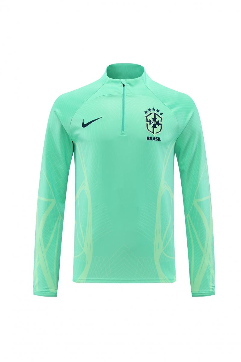 2022 Brazil Green Half Zipper Tracksuit