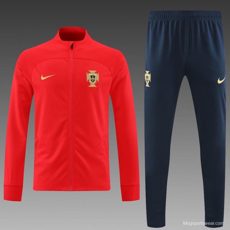 2022 Portugal Red Full Zipper Tracksuit