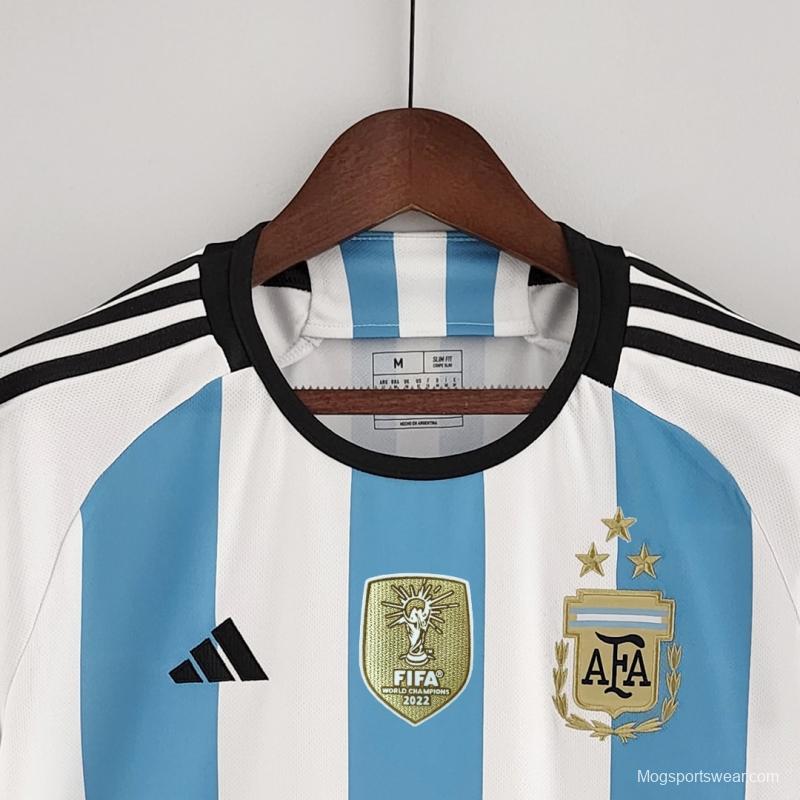 3 Stars 2022 Argentina Home Jersey With World Cup Champion Patches