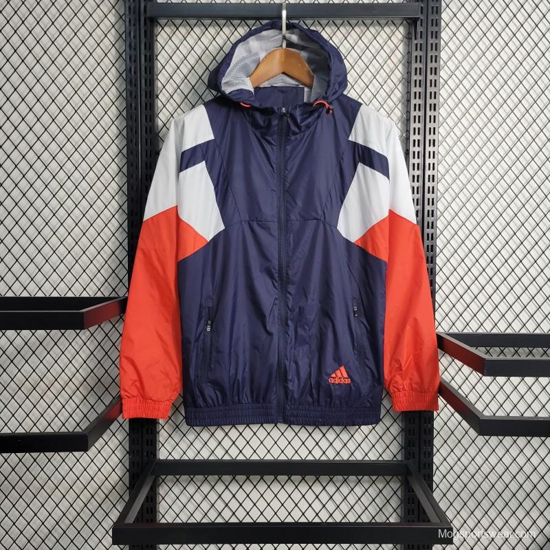 2023 Adidas Navy White Orange Windbreaker