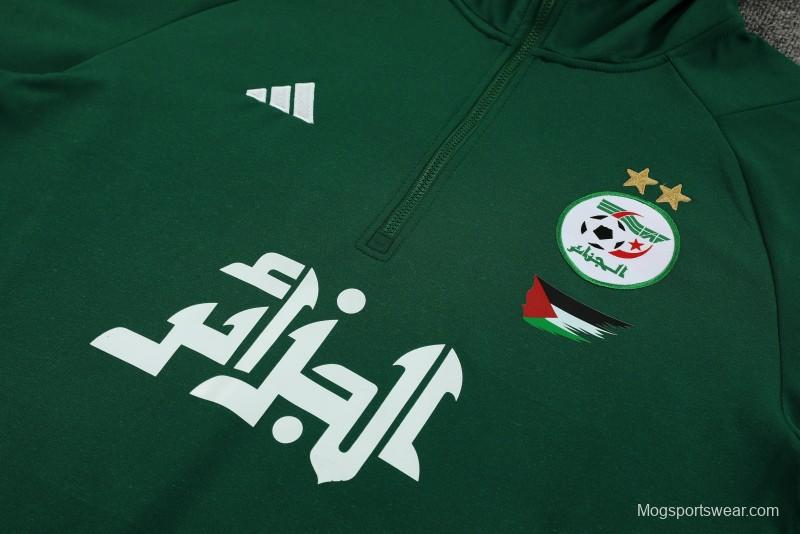 2024 Algeria Green Hoodie  Full Zipper Hoodie Jacket+Pants