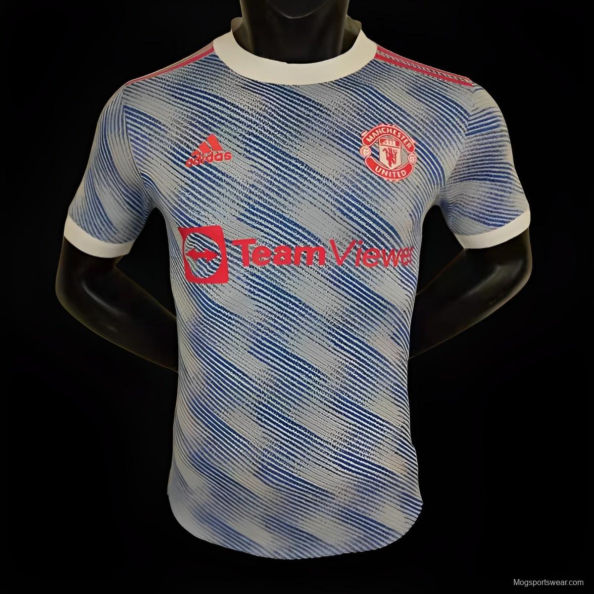 Player Version 21/22 Retro Manchester United Away Sky blue Jersey